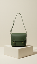 Sac bandoulière cuir vert forêt profond