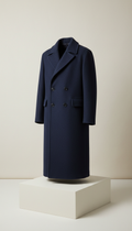Manteau croisé laine bleu encre