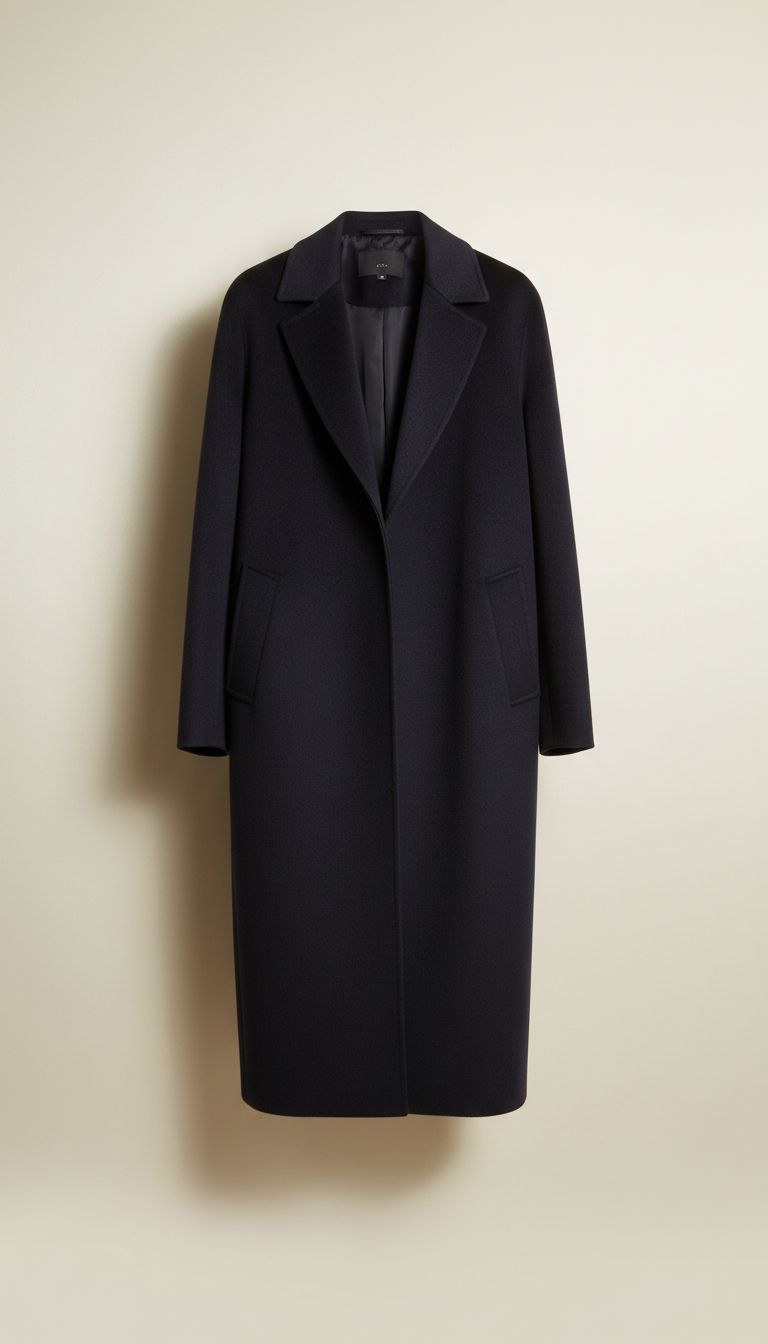 manteau cachemire bleu nuit long